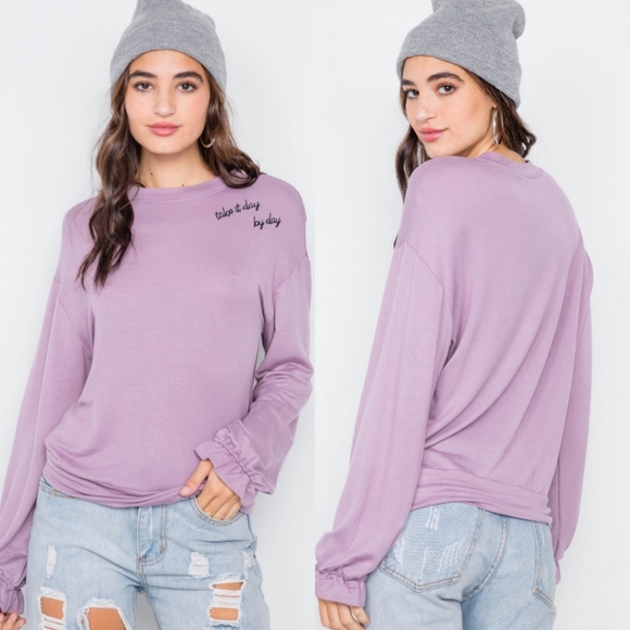 💜Soft Purple "Take It Day By Day" Top - Picture 3 of 7